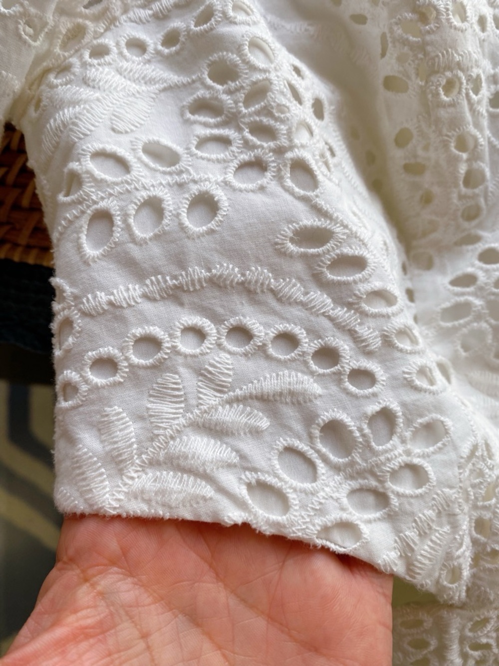 BCBGMaxAzria White Eyelet Puff Sleeve Cut Out Tiered Mini Dress! 🐚 - Picture 12 of 17